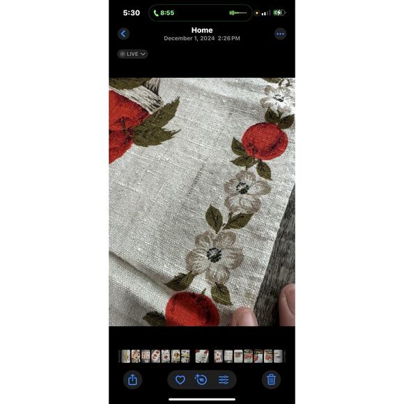 Vintage MCM Parisian Prints Linen Tea Kitchen Towels Apples Cherries Kitchen - Picture 5 of 9